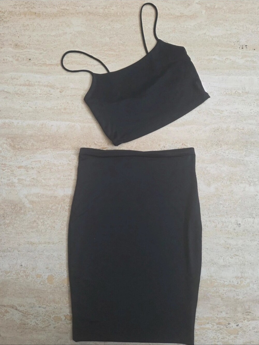 Fashion Nova Black High-Waist 2 Pc Dress